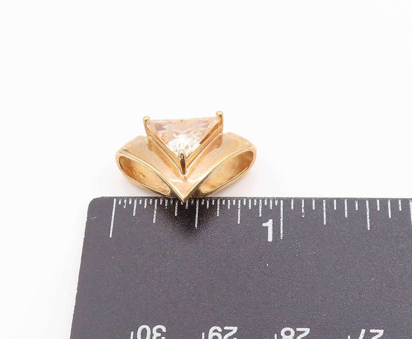 925 Sterling Silver Vintage Pendant Gold Plated Champagne CZ Charm PT24953