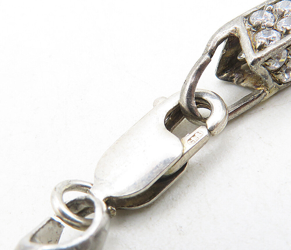 925 Sterling Silver Vintage Sparkling Topaz Necklace & Bracelet Set TR1549