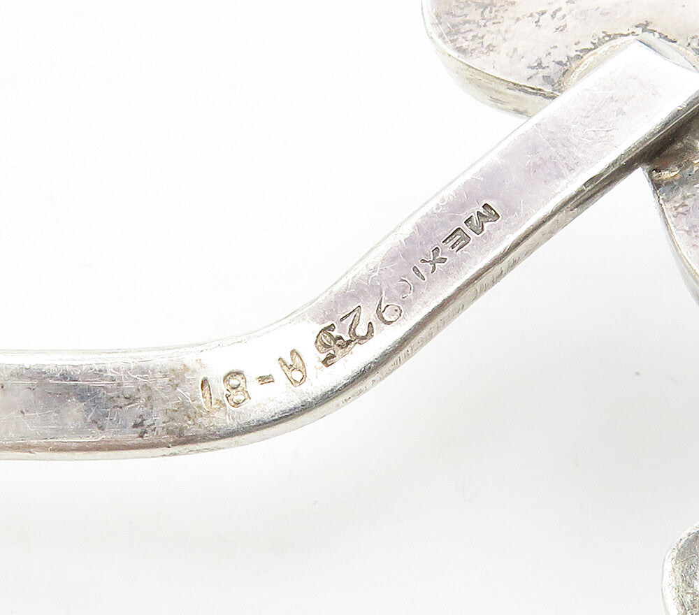MEXICO 925 Sterling Silver Vintage Smooth Love Heart Collar Necklace NE2550