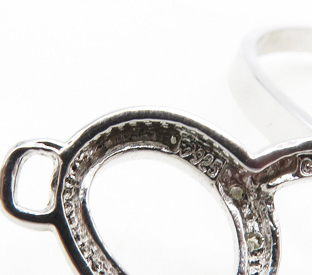 925 Sterling Silver Genuine Diamonds Love Heart Hook Bangle Bracelet BT6422