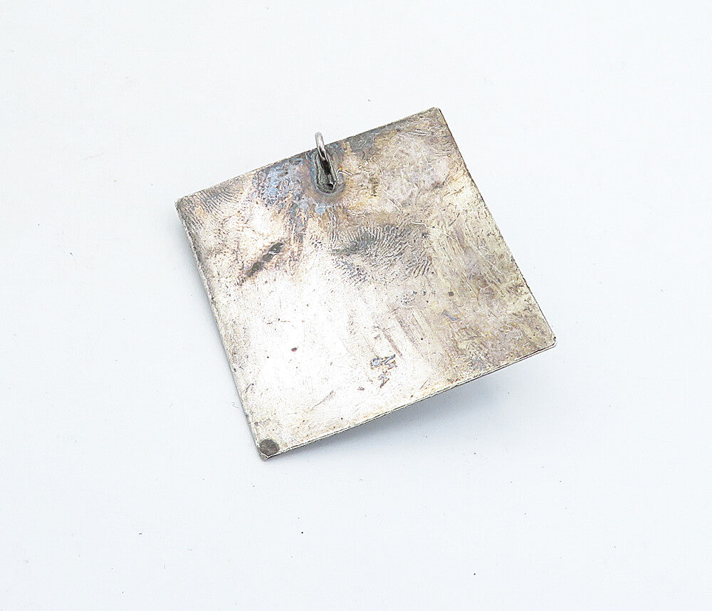 925 Sterling Silver Vintage Antique Jasper Floral Leaf Swirl Pendant PT5032