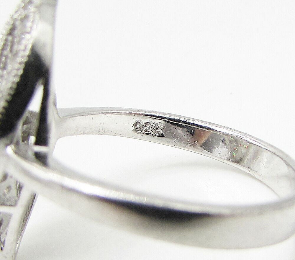 925 Sterling Silver White Cubic Zirconia Leaf Cluster Ring Sz 8 RG3257
