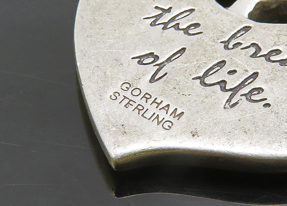 GORHAM 925 Silver Vintage I Am The Bread Of Life Wheat Heart Pendant PT19352