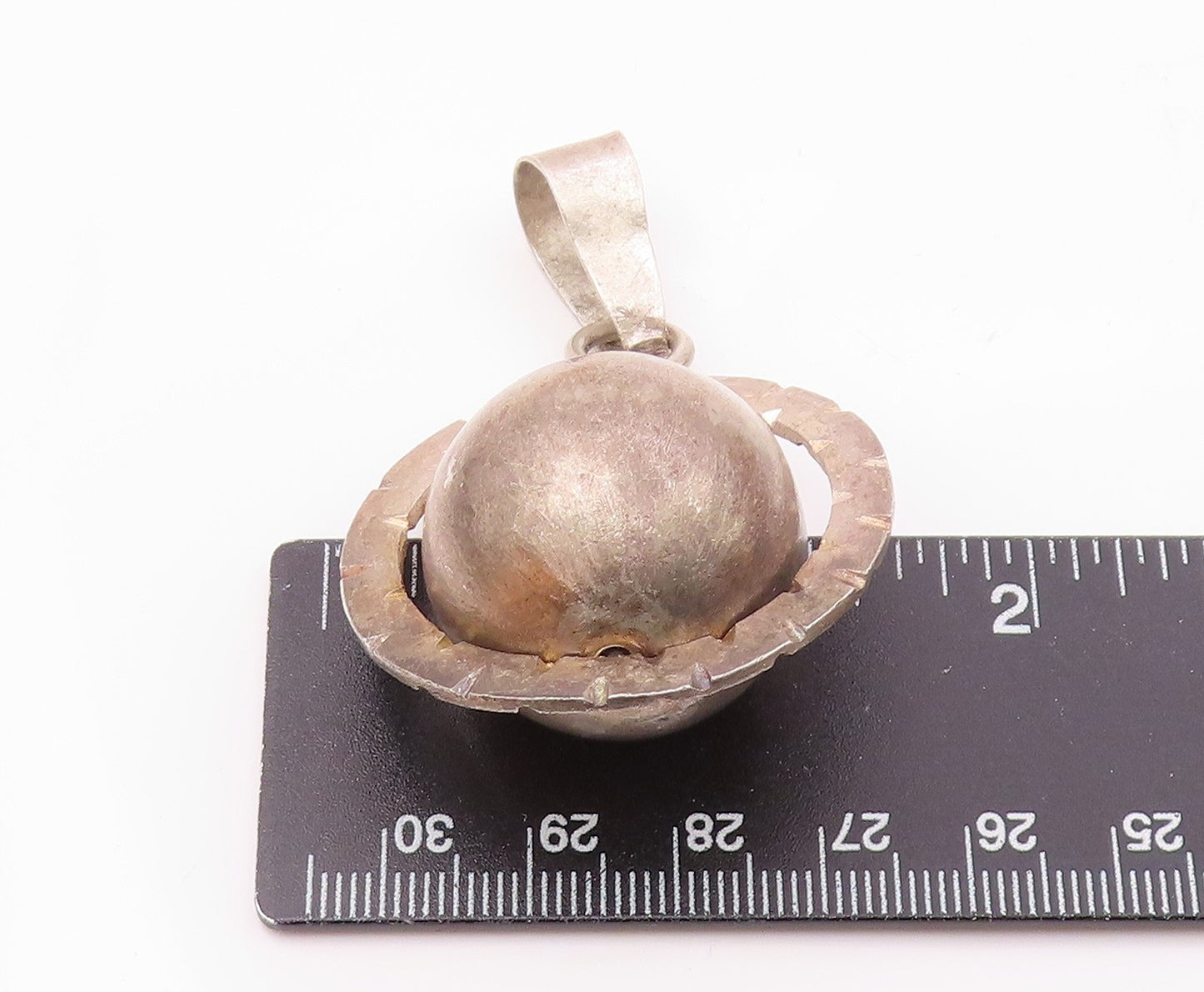925 Sterling Silver Vintage Etched Detail Sphere Pendant (SPINS) PT18581