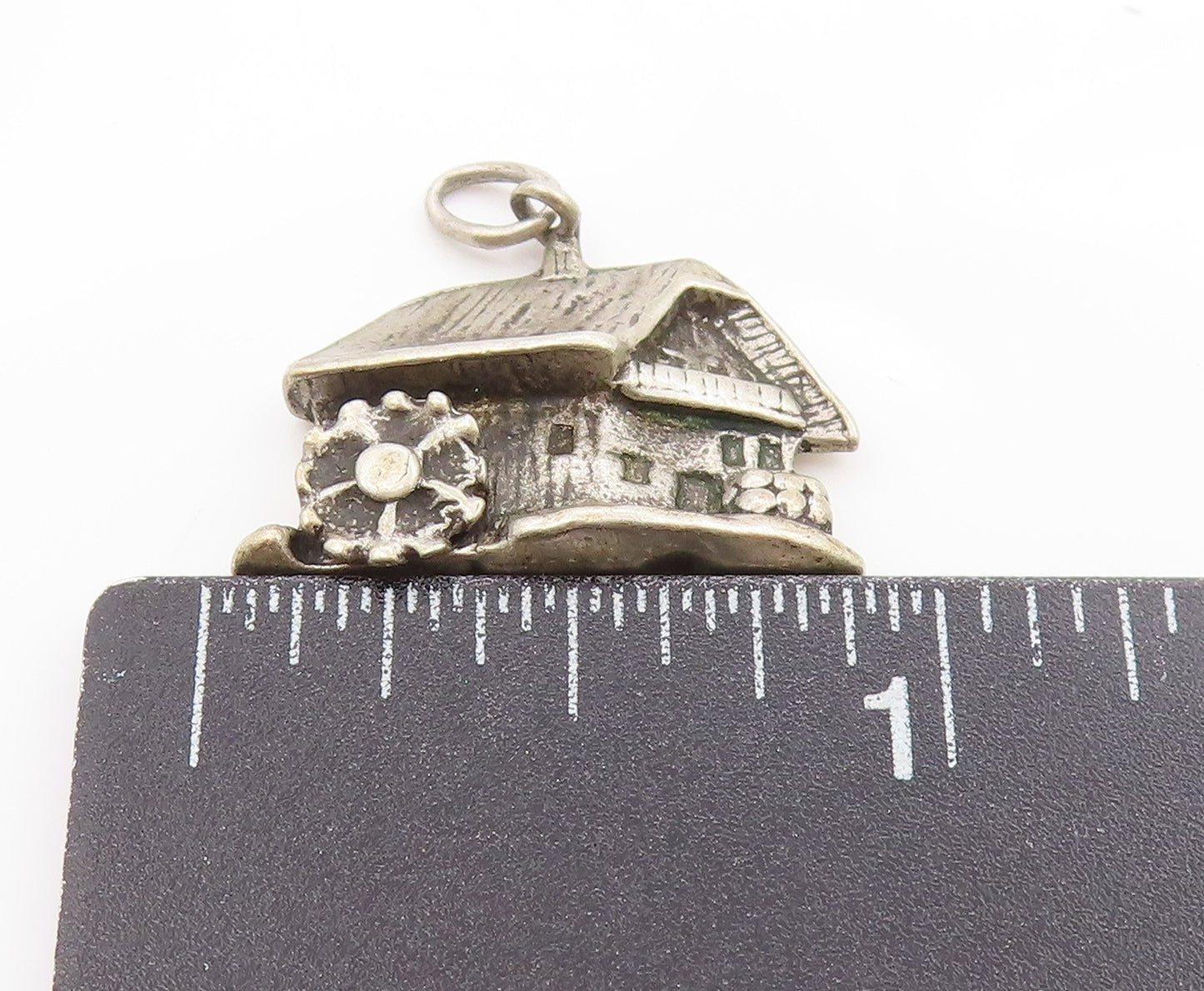 925 Sterling Silver Vintage Pendant Black Forest Mill House Charm MOVES PT25014