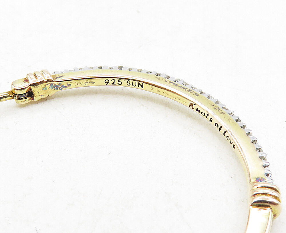 925 Sterling Silver Genuine Diamonds Shiny Gold Plated Hoop Earrings EG4976