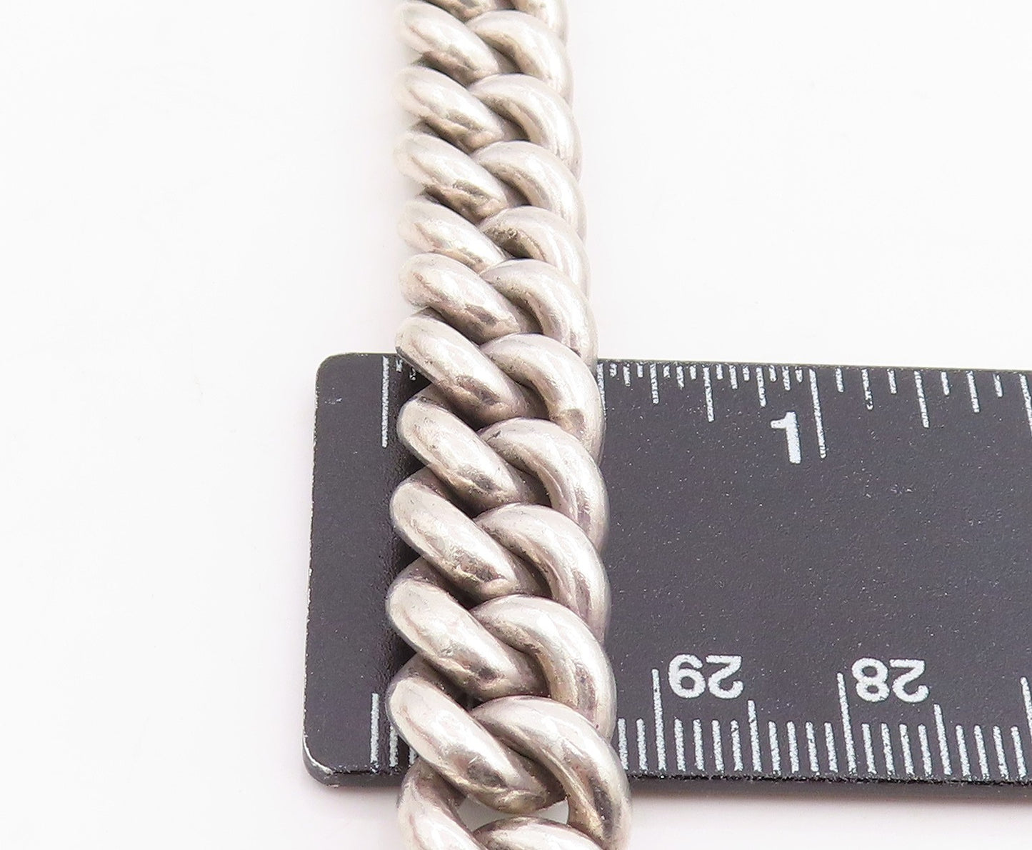 925 Sterling Silver Vintage Bracelet Chunky Love Heart Clasp Curb Chain BT11816