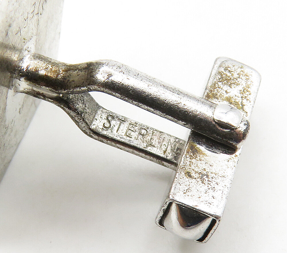SWANK 925 Sterling Silver Vintage Fleur De Lis Square Cufflinks TR2285
