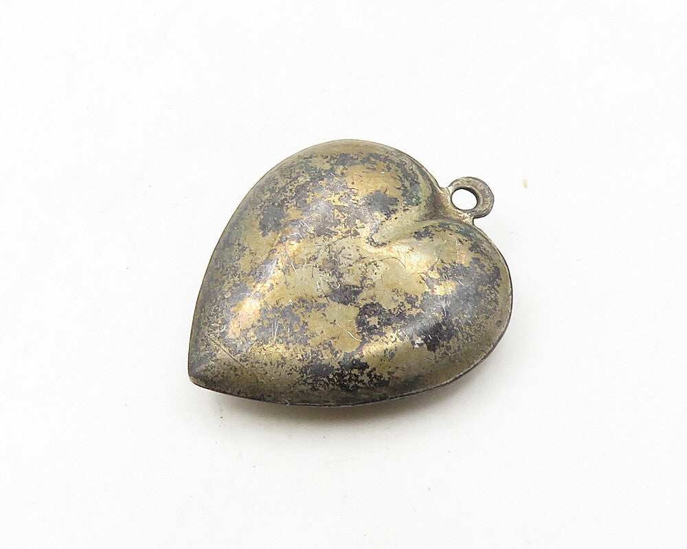 925 Sterling Silver Vintage US Military Heart Dark Tone Pendant PT14971