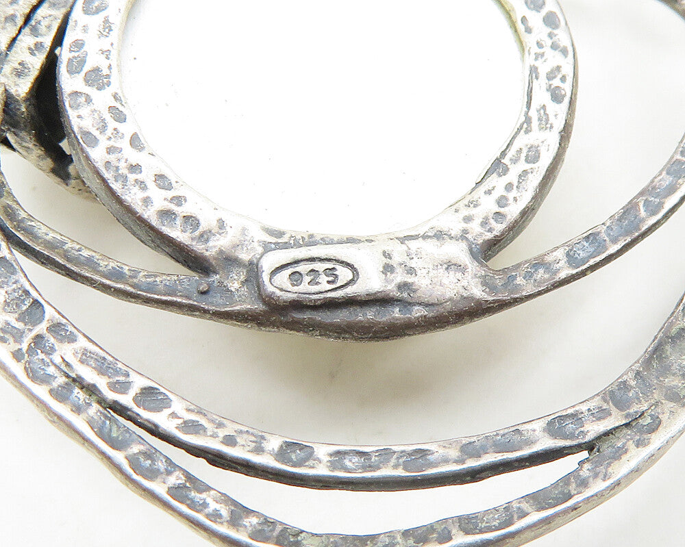 925 Sterling Silver Vintage Pearls & Mother Of Pearl Modernist Pendant PT15287