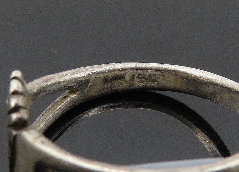 925 Sterling Silver Vintage Footprints Split Shank Band Ring Sz 8 RG21102