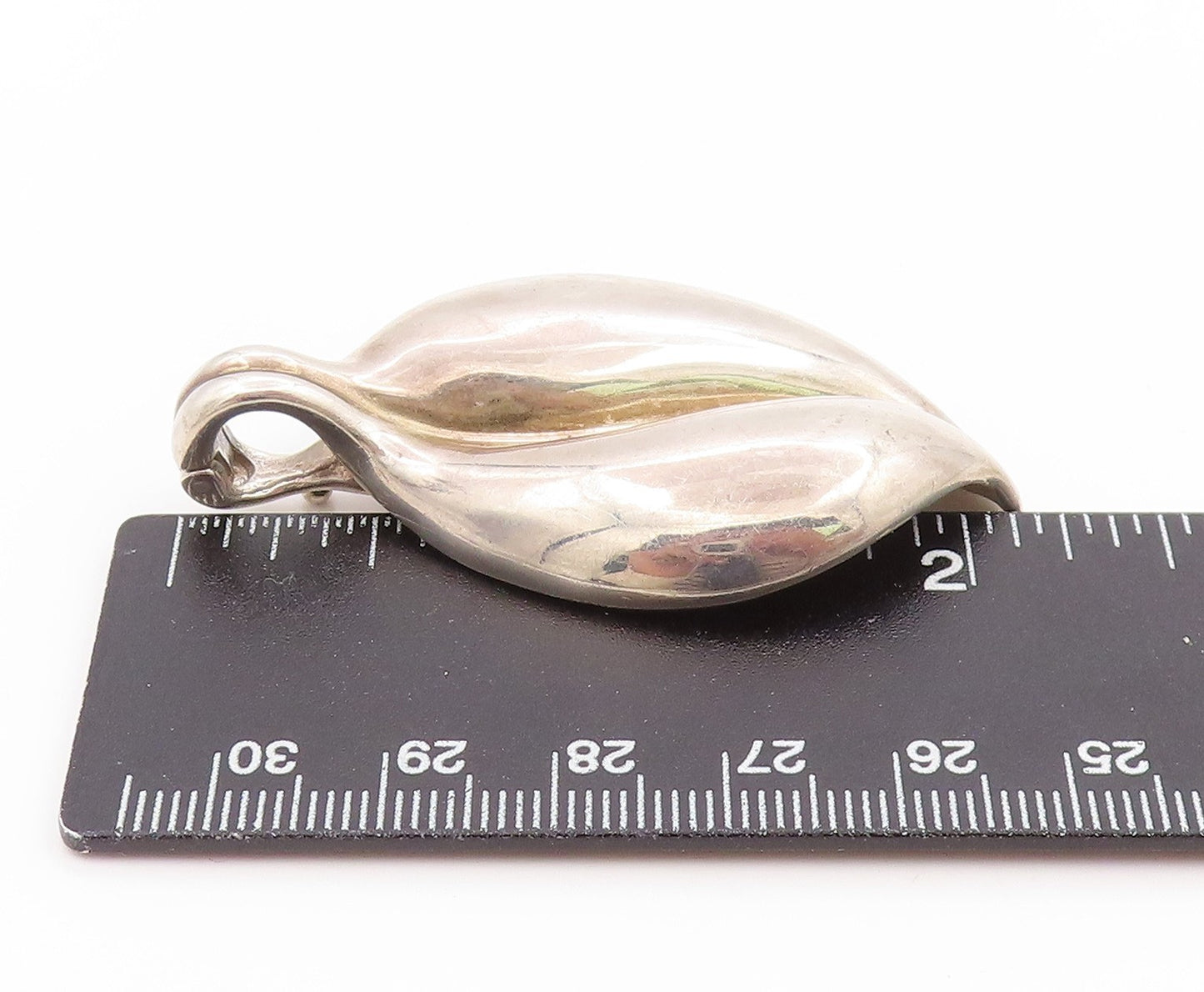 925 Sterling Silver Vintage Pendant ESPO SIG Modernist Large Floral Leaf PT25800