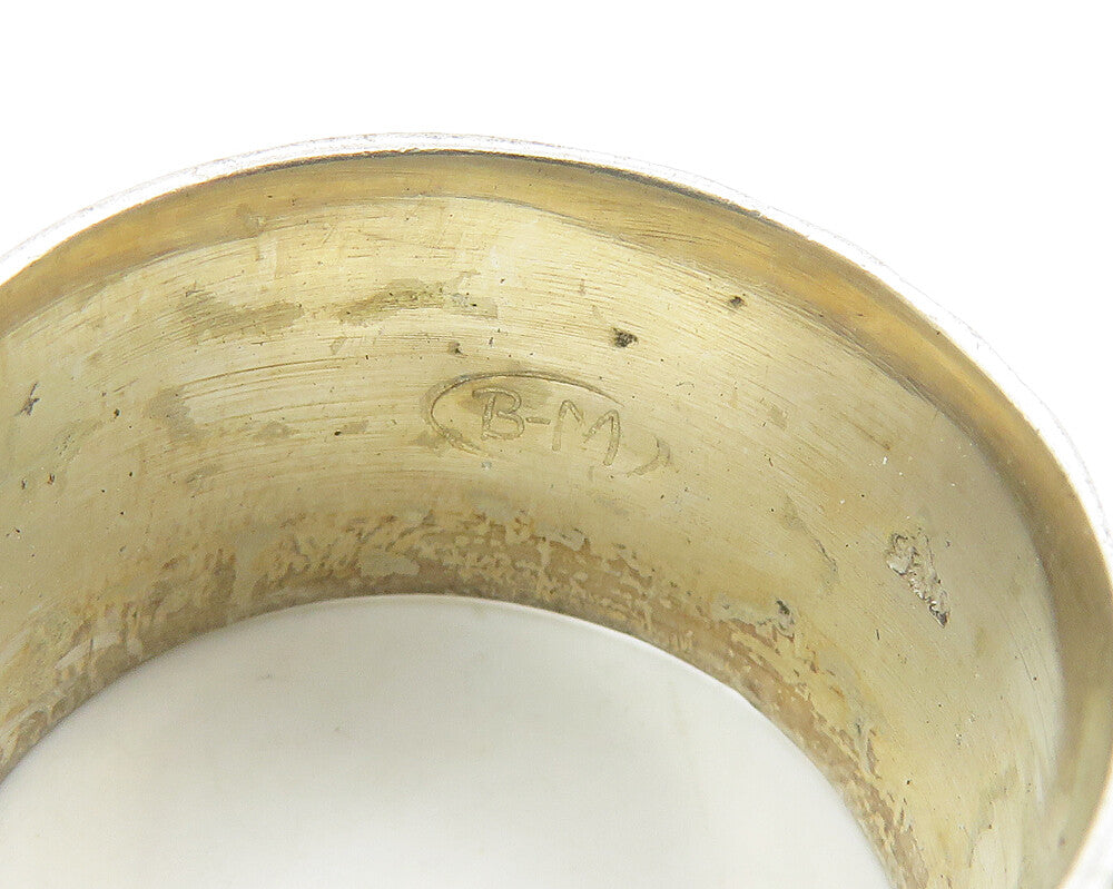 DESIGNER 925 Silver Vintage Two Tone Wrapped Hammered Band Ring Sz 9 RG18254
