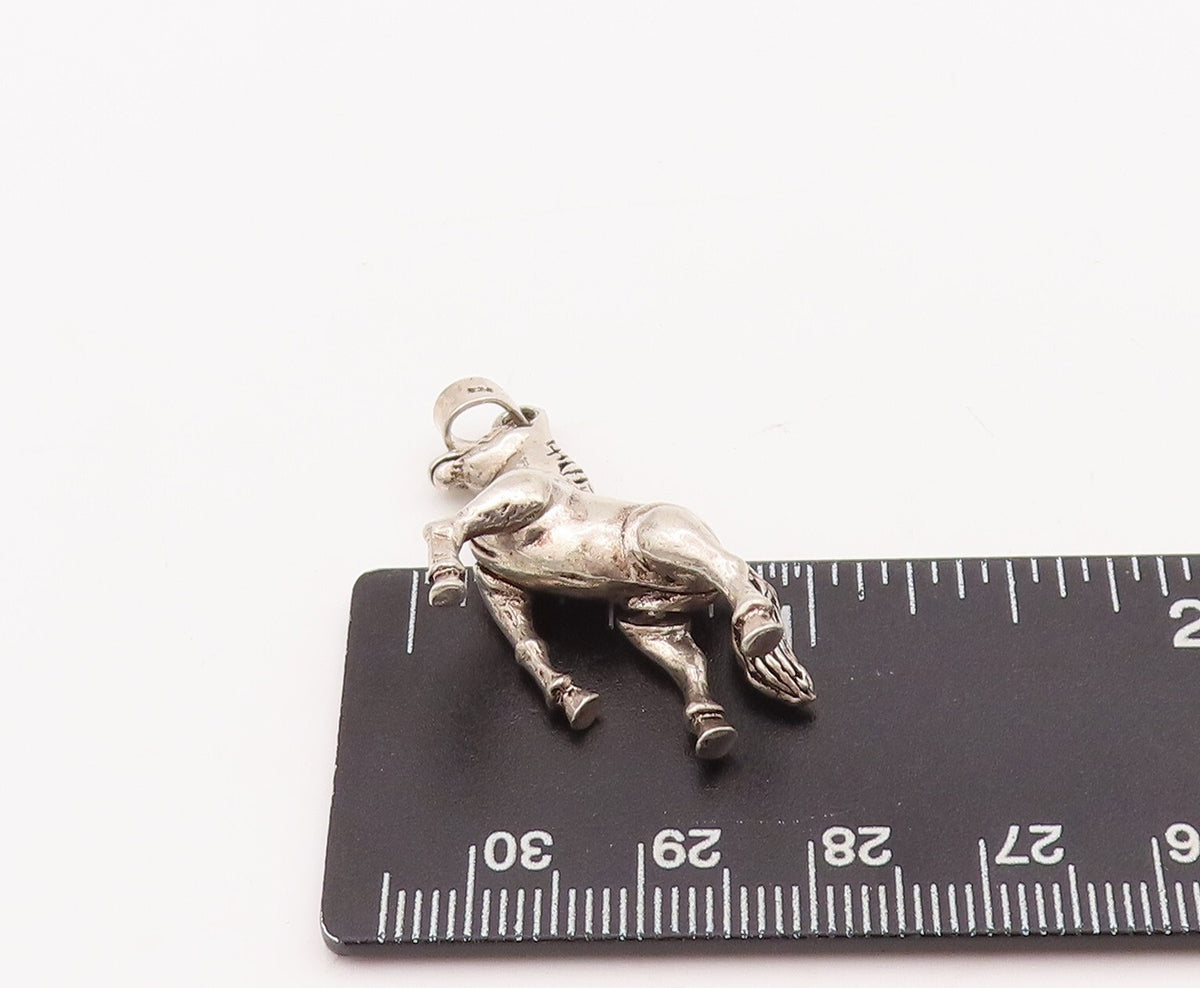 925 Sterling Silver Vintage Pendant Solid 3D Carved Moveable Horse PT23426