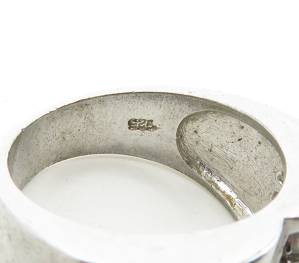 925 Sterling Silver Shiny White Topaz Heart Shaped Band Ring Sz 7 RG16966