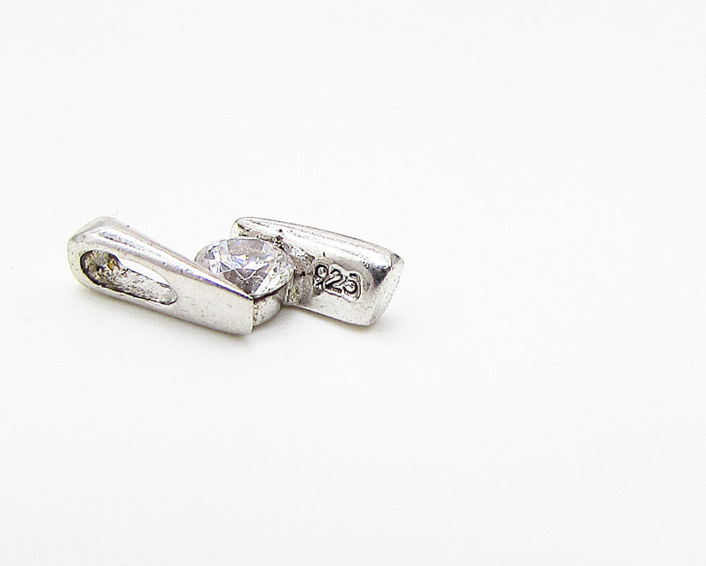 925 Sterling Silver Lot of 2 White Cubic Zirconia Zig Zag Pendant PT1942