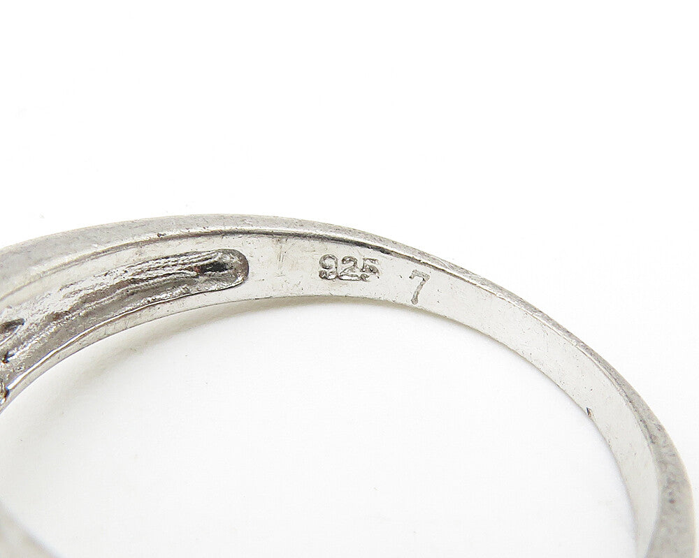 925 Sterling Silver Cubic Zirconia Open Floral Motif Band Ring Sz 7 RG10362