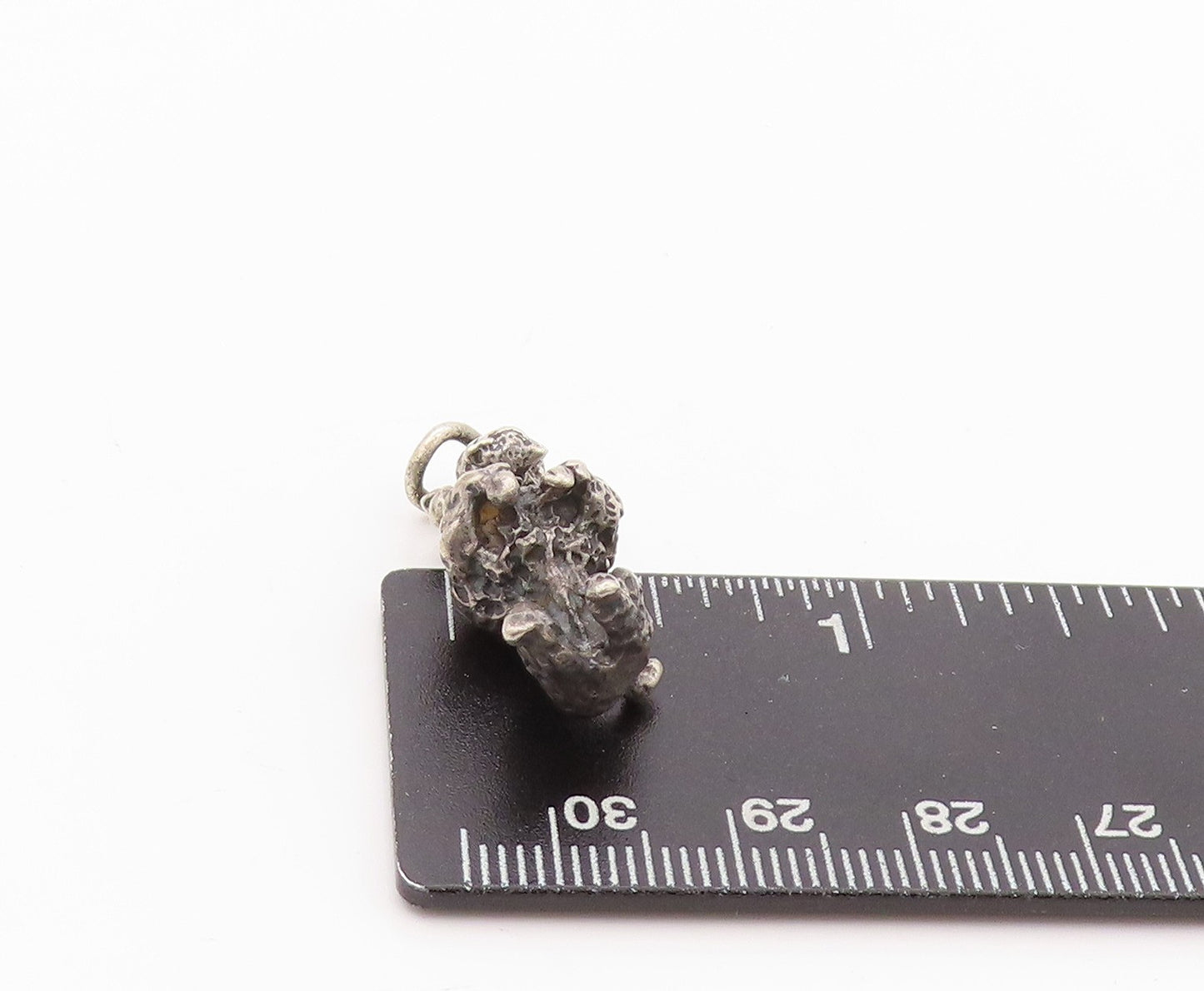 925 Sterling Silver Vintage Pendant Brutalist Carved Puddle Dog Charm PT24024