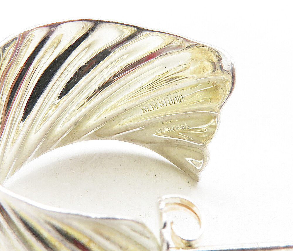 RLM STUDIO 925 Sterling Silver Vintage Shiny Fluted JHoop Earrings EG4803