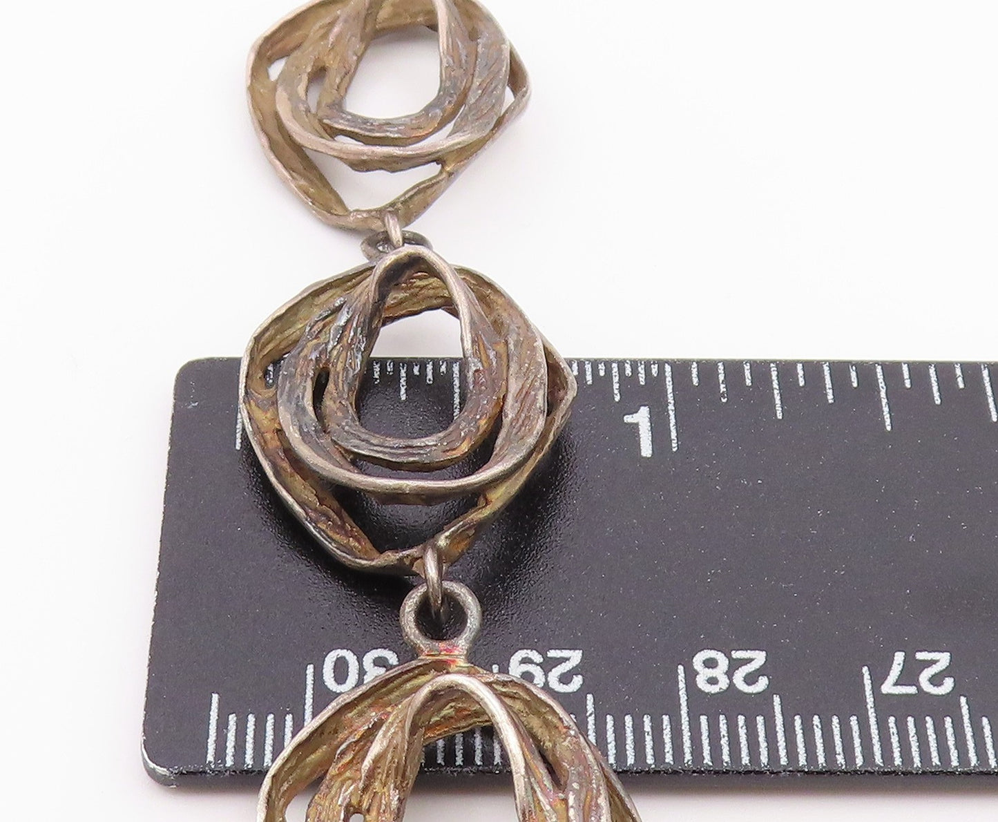 925 Sterling Silver Vintage Bracelet Brutalist Concentric Nest Loop Link BT12199