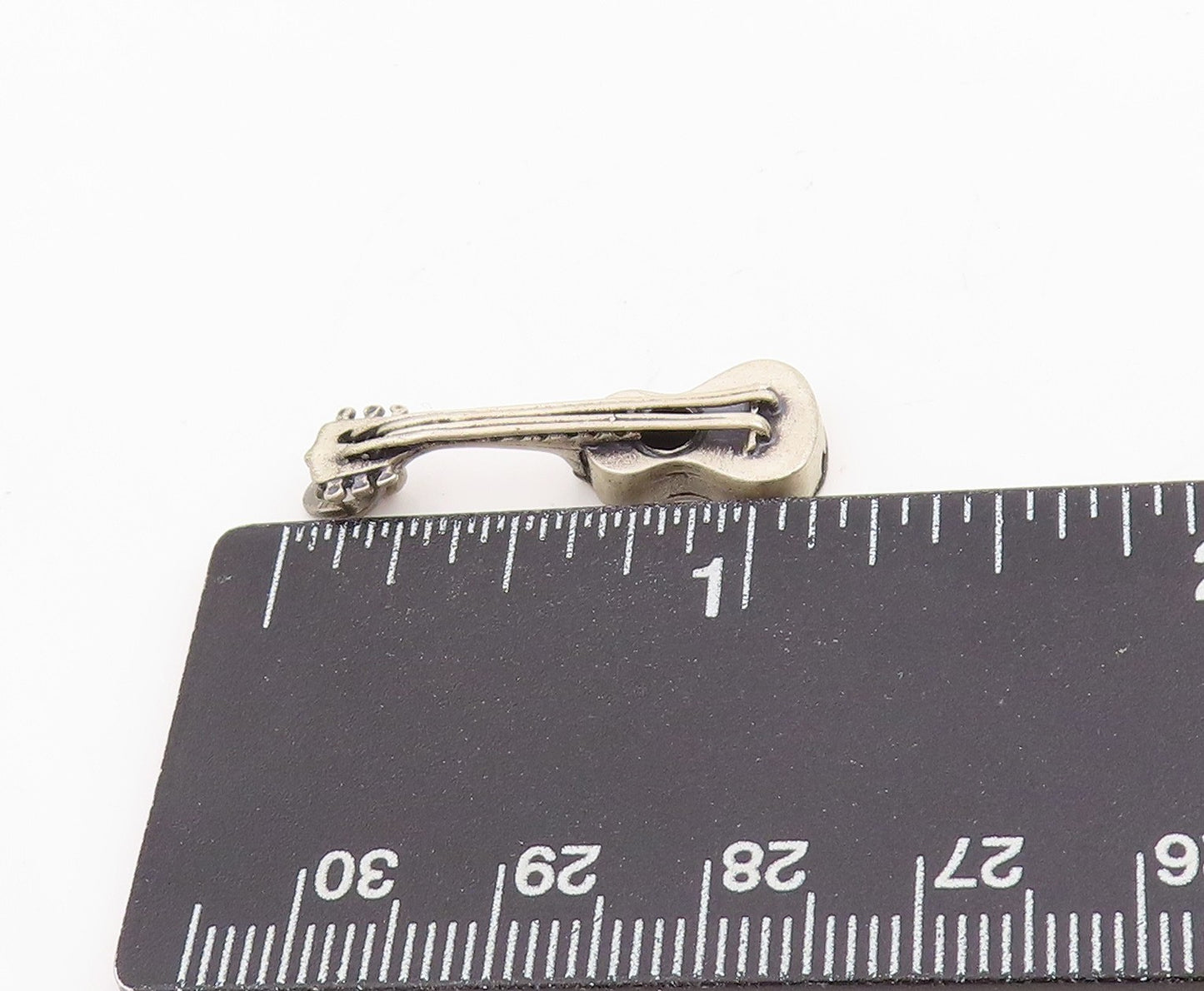 925 Sterling Silver Vintage Pendant BEAU Etched Musician Guitar Charm PT25201