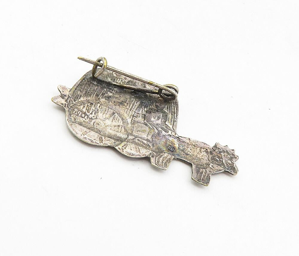 925 Sterling Silver Vintage Antique Donkey Carriage Motif Brooch Pin BP3208