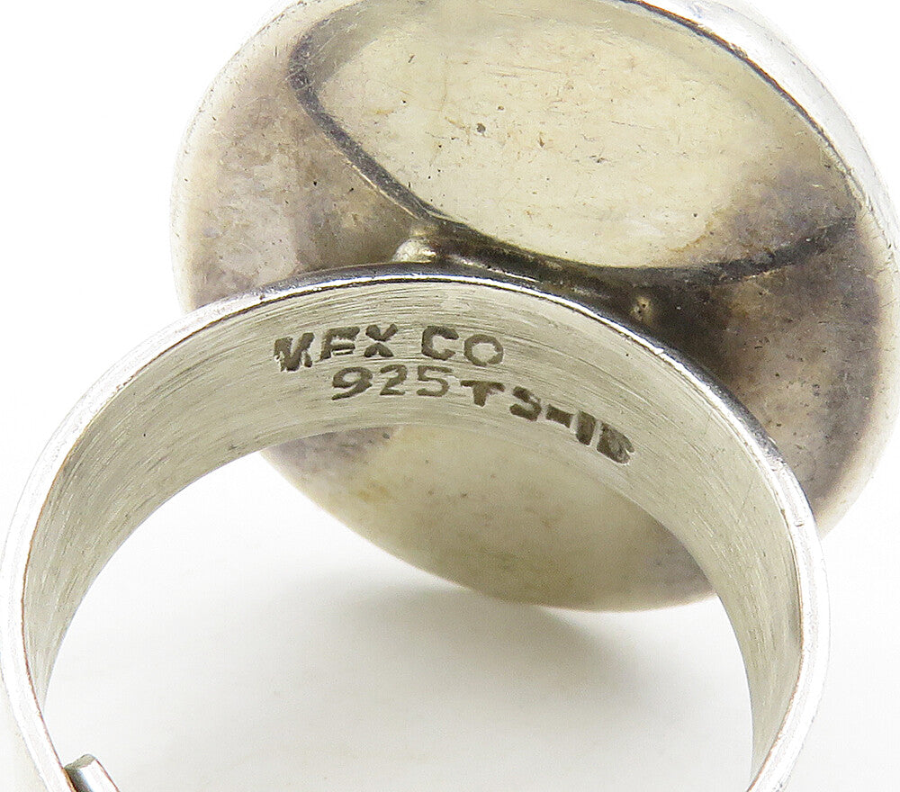 MEXICO 925 Sterling Silver Vintage Black Onyx Cocktail Ring Sz 8 RG15643