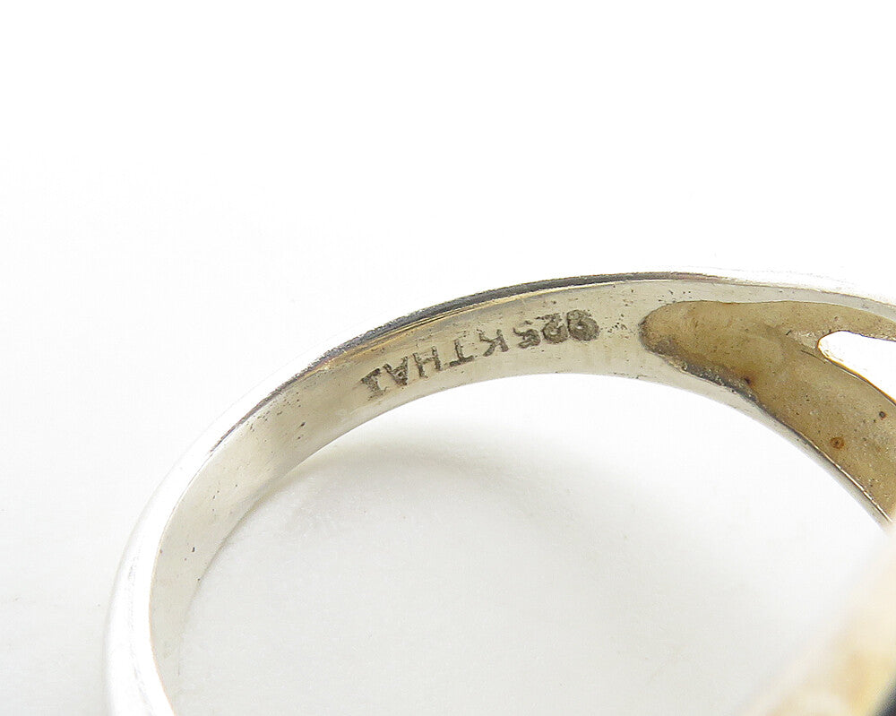 925 Sterling Silver Vintage Shiny Open Love Heart Band Ring Sz 7 RG18448