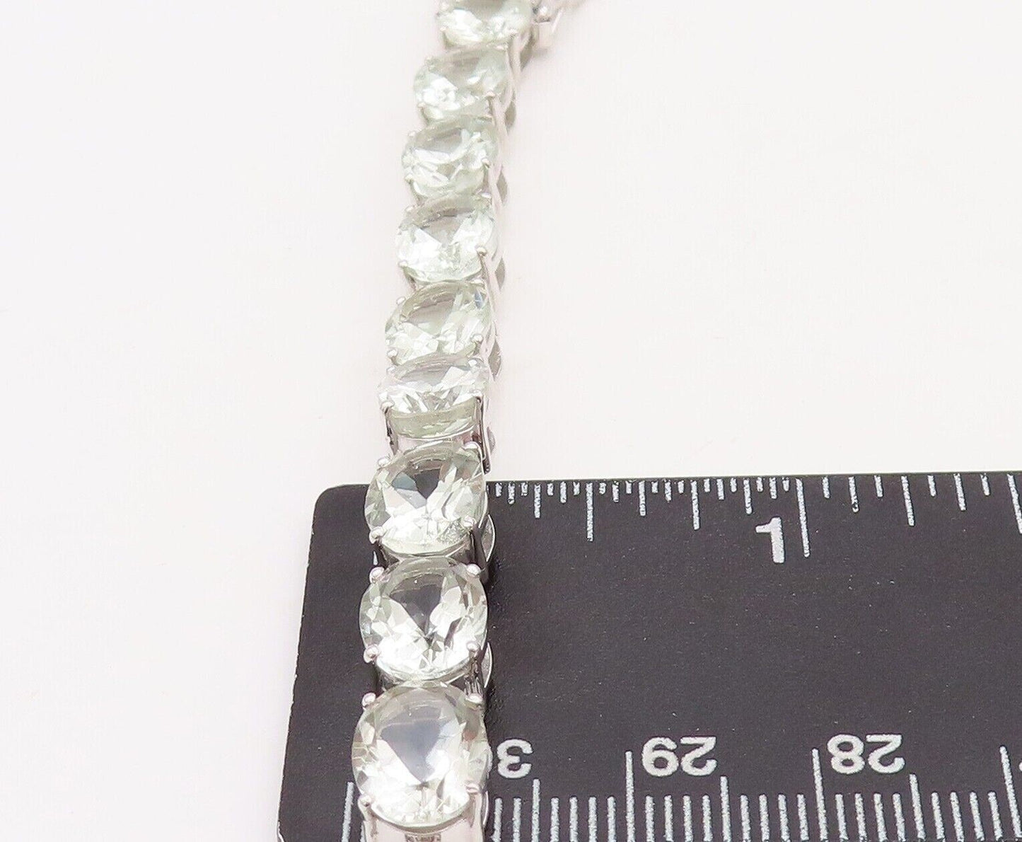 925 Sterling Silver Vintage Bracelet Oval Green Amethyst Tennis Bracelet BT10763
