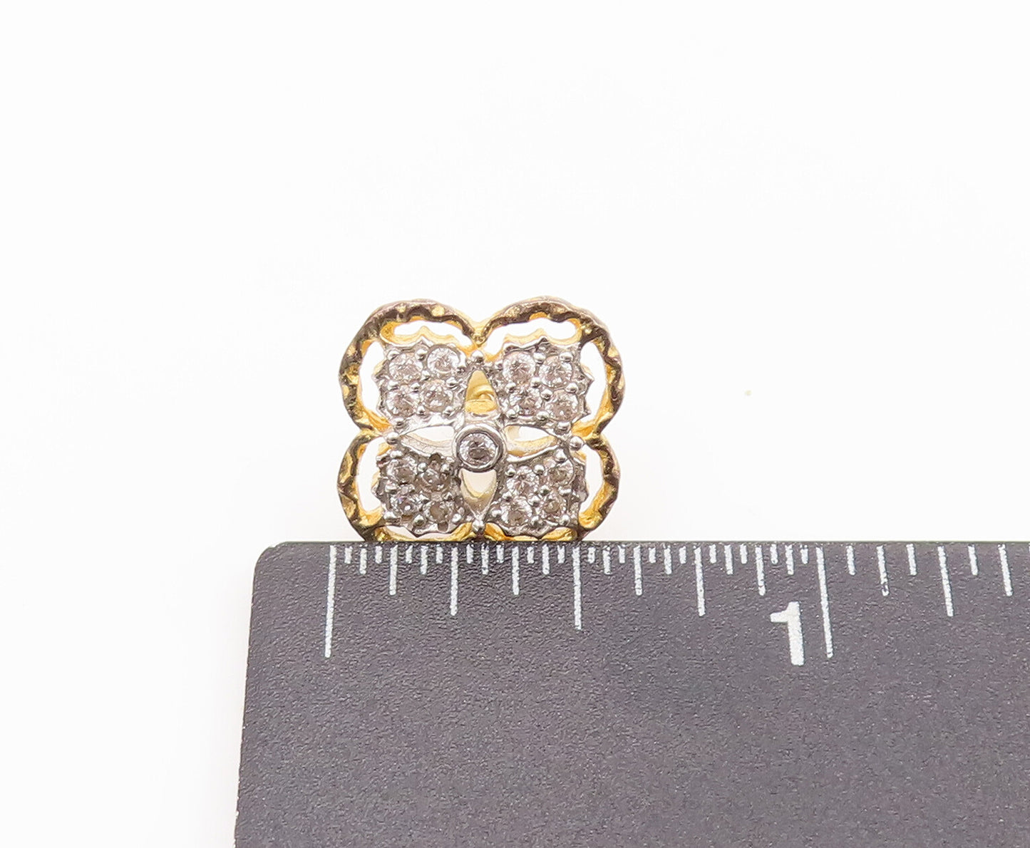 925 Sterling Silver Vintage Earrings Gold Plated Carved Topaz Flower EG12882