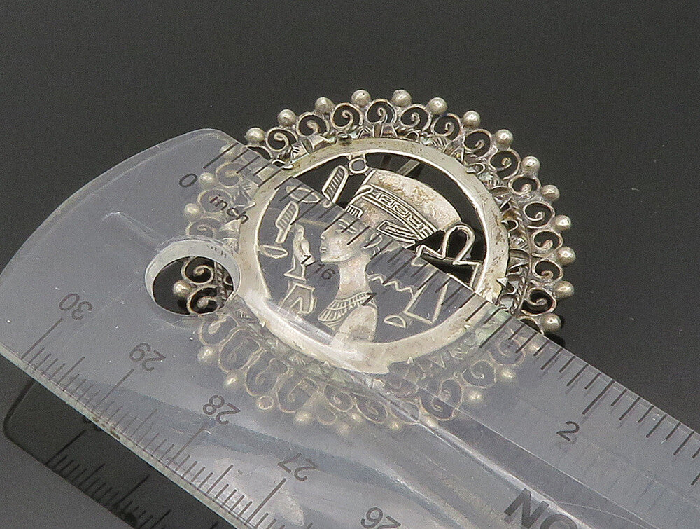 MIDDLE EAST 925 Silver Vintage Egyptian Queen Nefertiti Brooch Pin BP9400