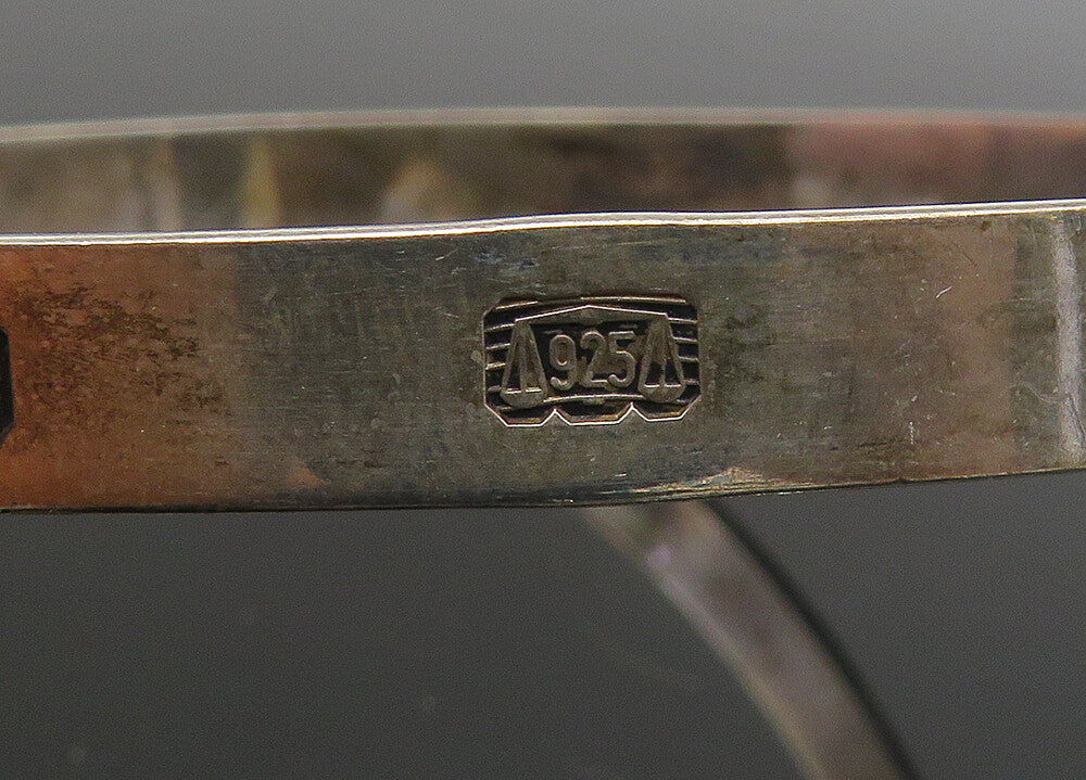 SJ IRELAND 925 Silver Vintage Stamped Pattern Round Bangle Bracelet BT8804