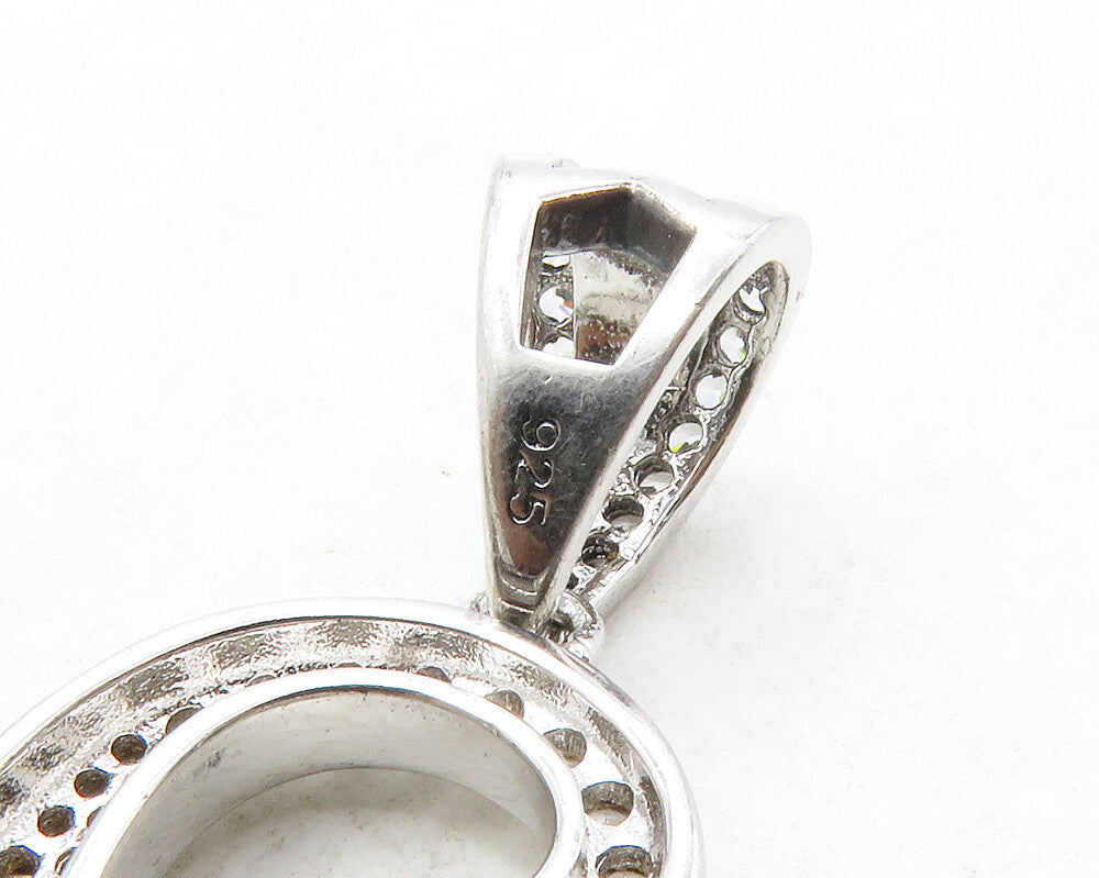 925 Sterling Silver Shiny Cubic Zirconia Letter U Initial Pendant PT10440
