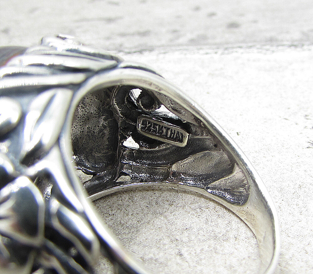 925 Sterling Silver Cabochon Cut Botswana Agate Solitaire Ring Sz 6.5 RG1592