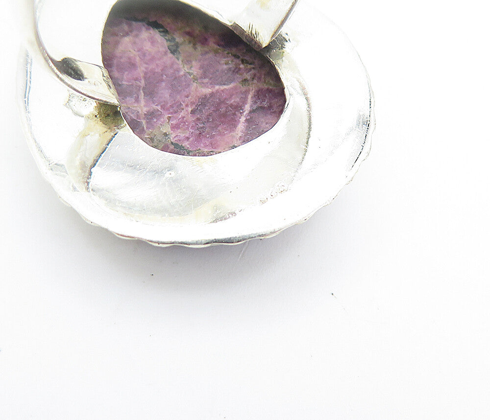 925 Sterling Silver Purple Jasper Tear Drop Swirl Cocktail Ring Sz 8 RG8146