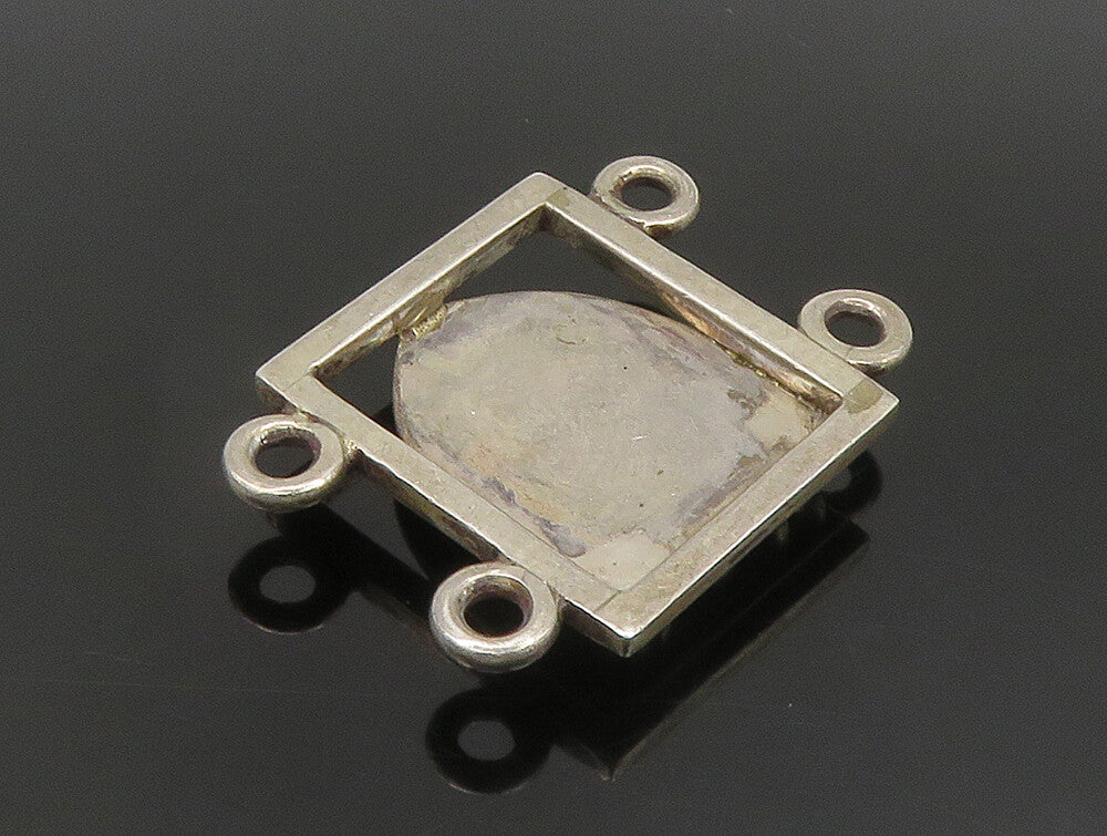 925 Sterling Silver Vintage Carved Roaring Tiger Square Pendant PT20363