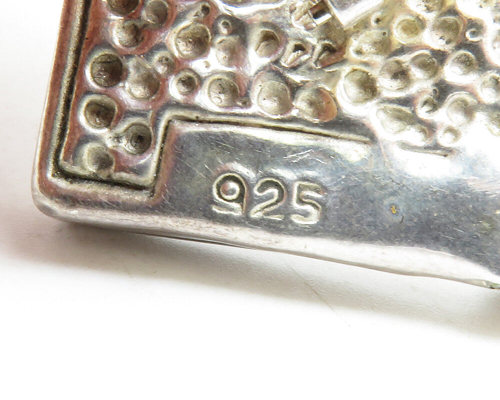 925 Sterling Silver Vintage Sculpted Hollow Square Drop Earrings EG6883