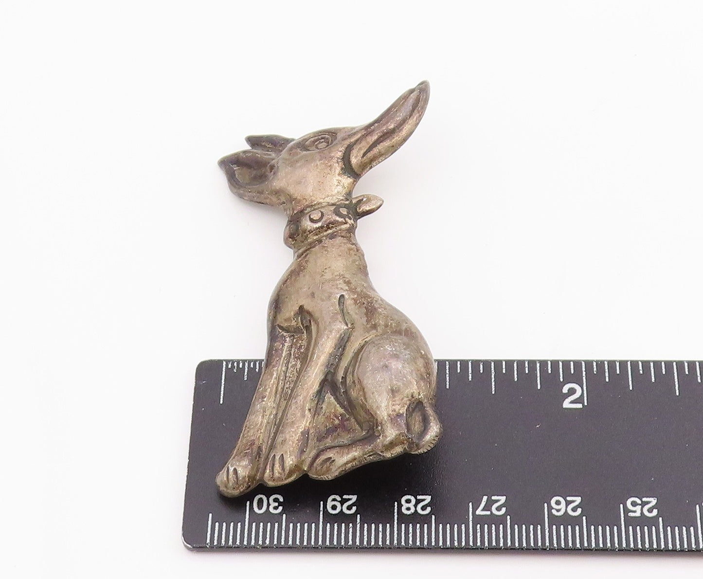 925 Sterling Silver Vintage Brooch Solid Greyhound Dog Figurine Charm BP12162