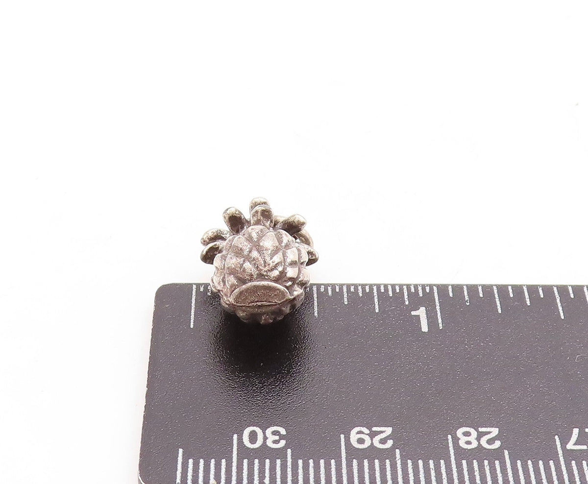 925 Sterling Silver Vintage Pendant Dark Tone 3D Carved Pineapple Charm PT23741