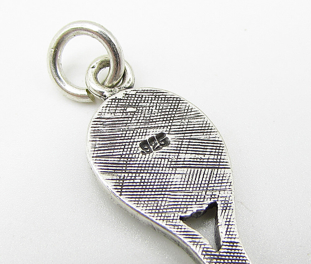 925 Sterling Silver Vintage Tennis Racket Charm Pendant PT1917
