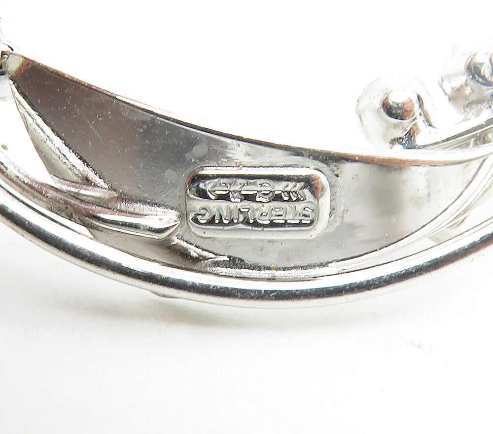 CARL ART 925 Sterling Silver Vintage Topaz Floral Wreath Brooch Pin BP6611
