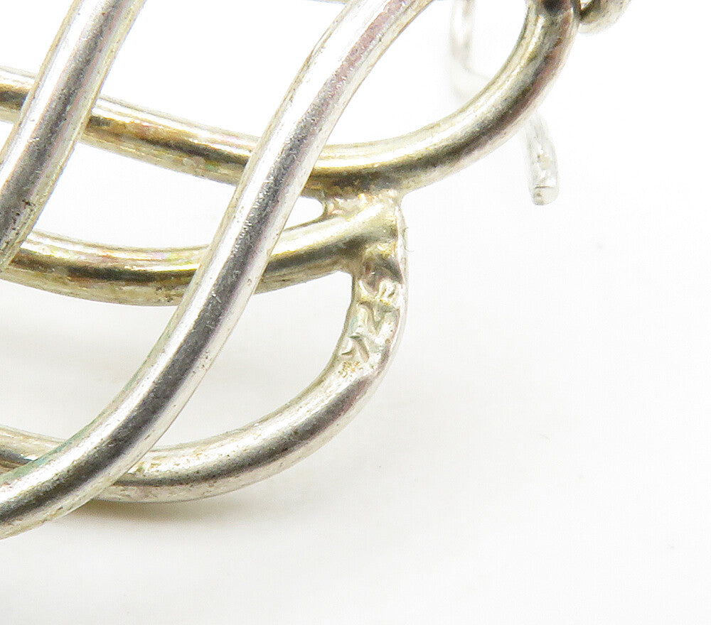 925 Sterling Silver Vintage Shiny Open Swirl Design Dangle Earrings EG8475