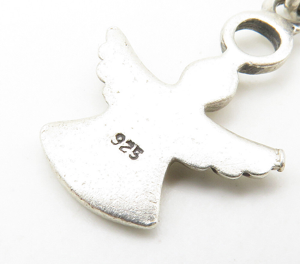 925 Sterling Silver Vintage Petite Smooth Angel Motif Drop Pendant PT12004