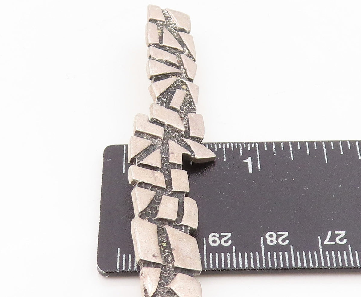 925 Sterling Silver Vintage Brooch Brutalist Cracked Pavement Design BP12117