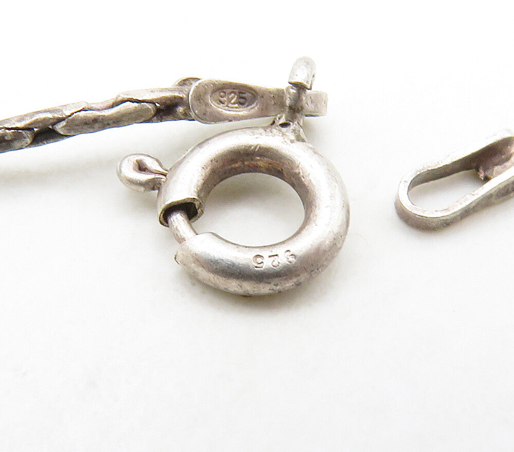 925 Sterling Silver Vintage Turquoise Barrel Bead Fish Chain Bracelet BT6567