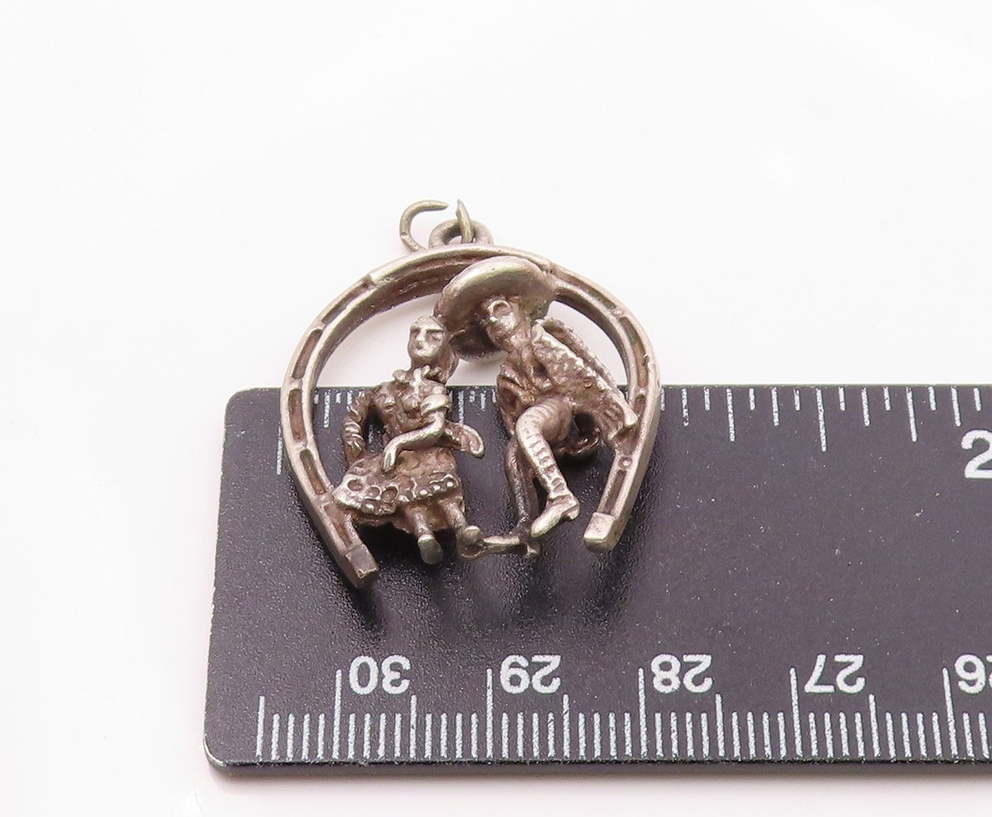 925 Sterling Silver Vintage Dark Tone Dancing Couple Motif Pendant PT15637
