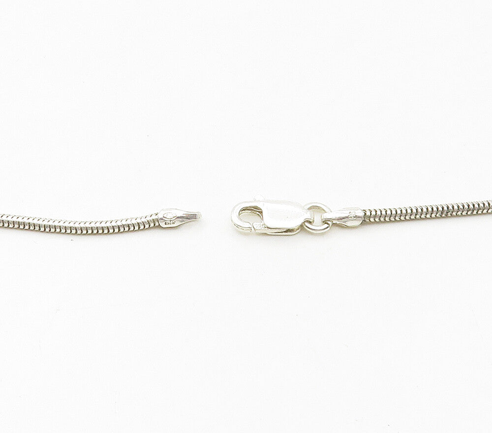 925 Sterling Silver Vintage Shiny Flower Motif Snake Chain Necklace NE2650