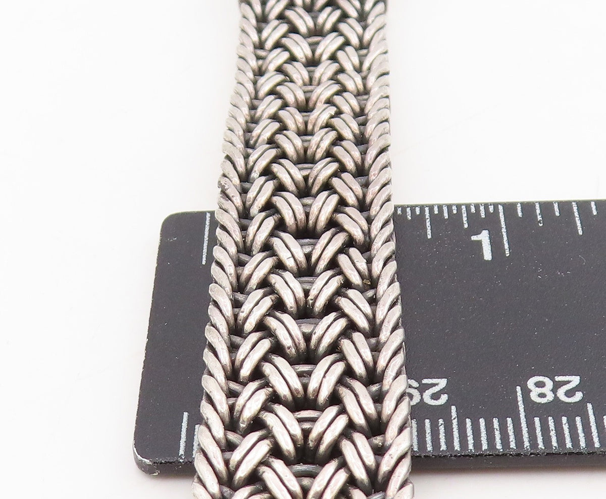 925 Sterling Silver Vintage Bracelet BALI Intricate Basketweave Chain BT11582