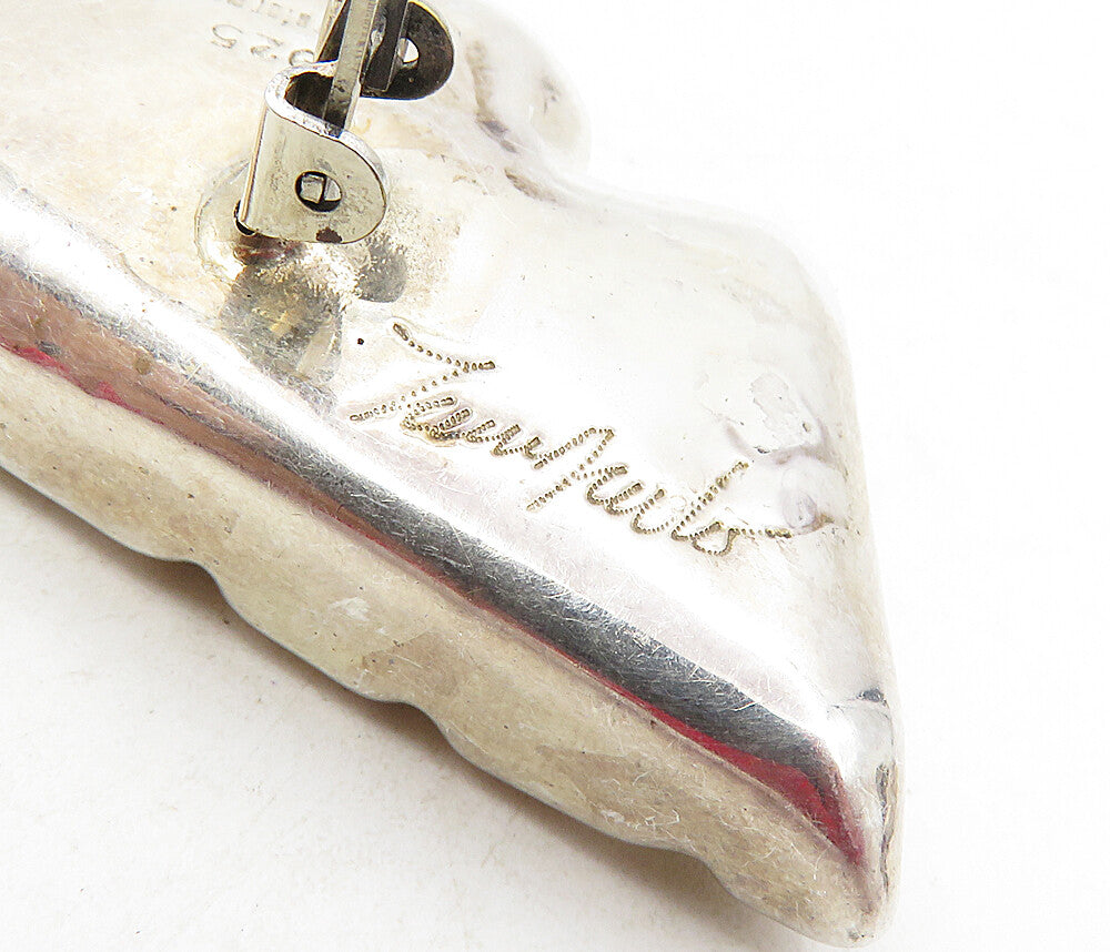ELECTROFORMED 925 Silver Vintage Modernist Hollow Non Pierce Earrings EG4683