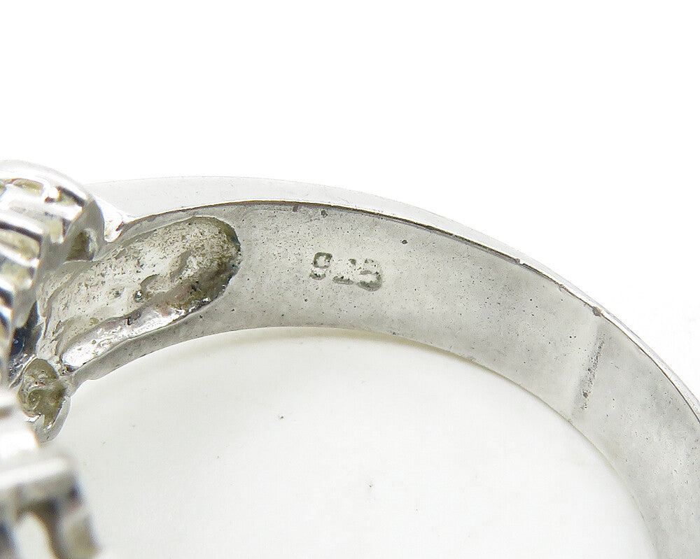 925 Sterling Silver Shiny Blue & White Topaz Band Ring Sz 9 RG18594